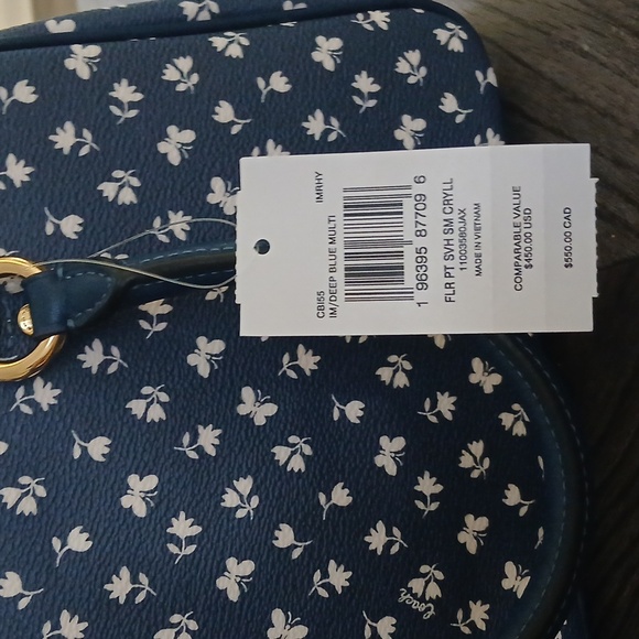 Coach Dark Blue Floral Satchel - Picture 3 of 7